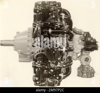 Pratt & Whitney R-1830 Twin Wasp radial, Seitenansicht. Stockfoto