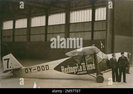 Desoutter II, OY-DOD, der von Lieutenant M. Hansen und D. Jensen im MacRobertson England nach Australien im Oktober 1934 geflogen wurde. Stockfoto