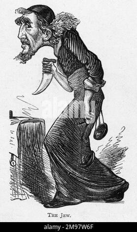 Zeichentrickfilm des englischen Schauspielers und Schauspielerleiters Sir Henry Irving (1838-1905) als Shylock in Shakespeares Kaufmann von Venedig. Stockfoto