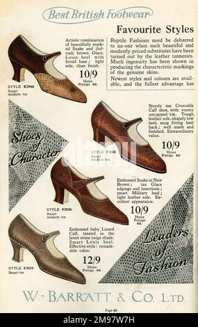 W Barratt & Co Ltd. Schuhkatalog, Schuhe. Stockfoto