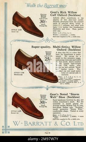 W Barratt & Co Ltd. Schuhkatalog, Schuhe. Stockfoto