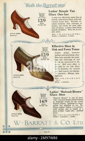 W Barratt & Co Ltd. Schuhkatalog, Schuhe. Stockfoto