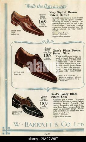 W Barratt & Co Ltd. Schuhkatalog, Schuhe. Stockfoto