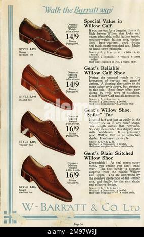 W Barratt & Co Ltd. Schuhkatalog, Schuhe. Stockfoto