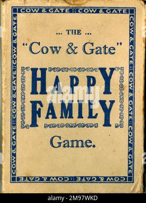 Kastendeckel, Cow & Gate Happy Family Game. Stockfoto