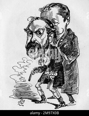 Cartoon, Henry Du Pre Labouchere (1831-1912), englischer Politiker, Schriftsteller, Verleger und Theaterbesitzer. Ein Kommentar zu einem Verleumdungsfall zwischen Henry Labouchere, dem Inhaber und Herausgeber des Magazins Truth, und Edward Levy-Lawson vom Daily Telegraph. Glaubt Mr. Pottinger oder irgendein anderer gesunder Mensch, dass Mr. Labouchere sein Leben riskiert hätte, indem er ein Duell gekämpft hätte? Stockfoto