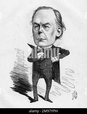 Karikatur von Charles Bradlaugh (1833-1891), atheistischer Politiker, neu in das parlament gewählt als liberaler Abgeordneter für Northampton. Stockfoto