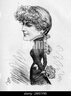 Cartoon von Violet Cameron (Violet Lydia Thompson, 1862-1919), englische Schauspielerin und Sängerin. Stockfoto