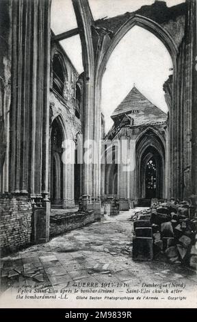 Die Kirche St. Eloi (Eligius, auch Eloy oder Loye), Dünkirchen, Frankreich - verwüstet im Jahr WW1. Stockfoto