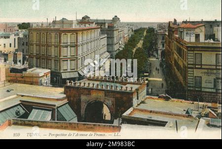 Tunis, Tunesien - Perspektive der L'Avenue de France Stockfoto