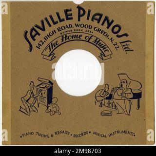 78 min-1 Plattencover, Saville Pianos Ltd, bietet Klaviertuning und -Reparaturen, Platten und Musikinstrumente. Stockfoto