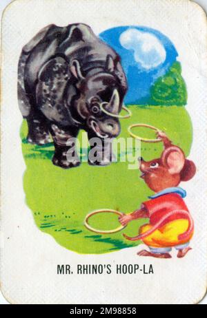 Old Maid Kartenspiel - Mr. Rhino's Hoop-La. Stockfoto