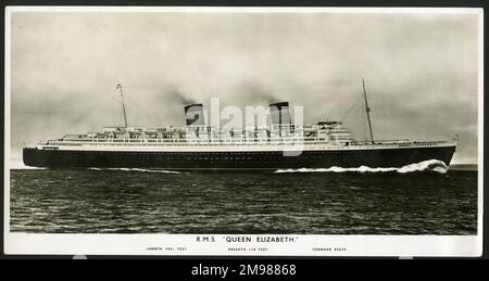 Kreuzfahrtschiff RMS Queen Elizabeth, Cunard Lines. Stockfoto