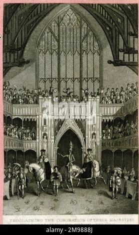 Krönung von König Wilhelm IV. Und Königin Adelaide von Sachsen-Meiningen am 8. September 1831 in Westminster Abbey, London. Stockfoto