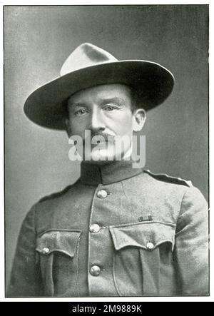 Robert Baden Powell (1857 - 1941), englischer Soldat und Gründer der Pfadfinder, hier in Scout-Uniform gesehen. Stockfoto