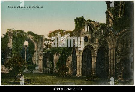 Ruinen von Netley Abbey, einem spätmittelalterlichen Zisterzienserkloster in der Nähe von Southampton, Hampshire. Stockfoto