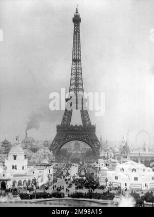 Eiffelturm, Paris, Frankreich, zum Zeitpunkt der Weltausstellung. Stockfoto