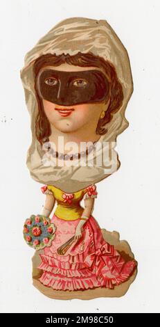 Viktorianischer Schrott - Theaterfigur in einer Maske. Stockfoto