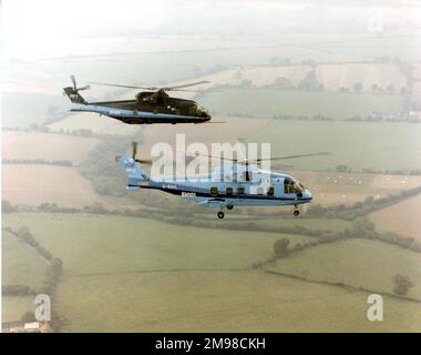 Eh Industries (später AgustaWestland) EH101 PP1 und PP3, ZF641 und G-EHIL, Oktober 1988. Stockfoto