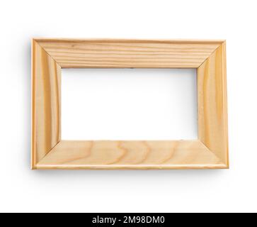 Holzrahmen auf weiß Stockfoto