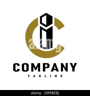 CI Monogramm-Logo mit klassischem Buchstaben, einfaches Symbol für C,I Stock Vektor