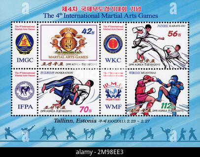 2011 Nordkorea-Stempel. 4. Internationale Kampfsportspiele – Tallinn, Estland Stockfoto