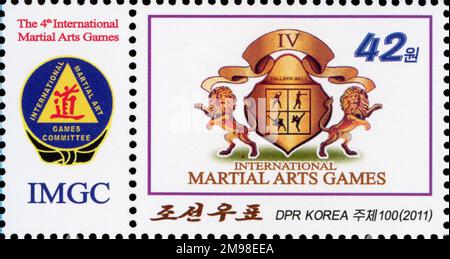 2011 Nordkorea-Stempel. 4. Internationale Kampfsportspiele – Tallinn, Estland Stockfoto