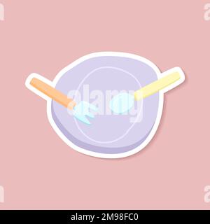 Leere Platte mit Gabel und Löffelvektor Stock Vektor