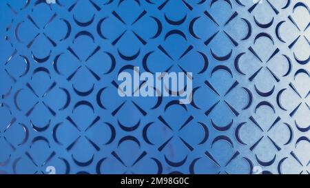 Schneiden Sie das Muster mit etwas Verschleiß in gepresstem Metall mit sonneninduziertem Gradienten aus. Stockfoto
