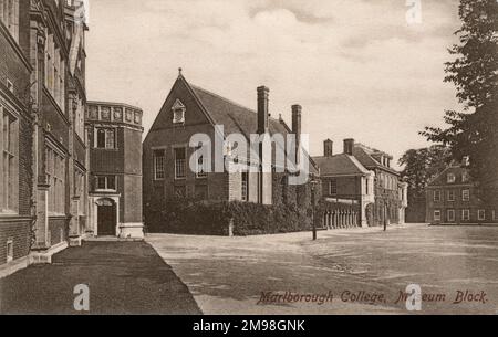 Museumsblock mit Klassenräumen, Marlborough College, Wiltshire. Stockfoto