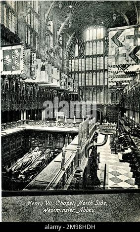 Henry VII Chapel, North Side, Westminster Abbey, London, aus dem frühen 16. Jahrhundert. Stockfoto