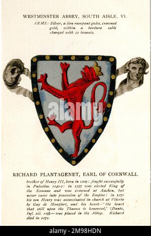 Heraldic Arms, Westminster Abbey, London - South Aisle, VI - Richard Plantagenet, Earl of Cornwall. Stockfoto