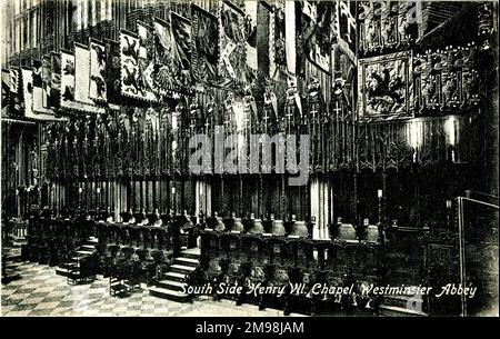 Südseite der Heinrich VII Kapelle, Westminster Abbey, London. Stockfoto