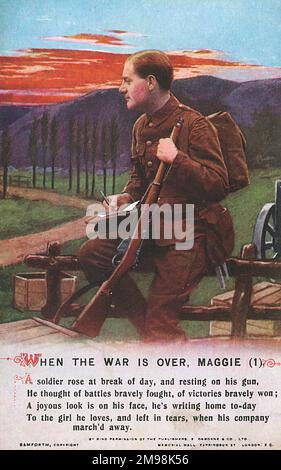 Wenn der Krieg vorbei ist, schreibt Maggie -- ein britischer Soldat an der Westfront einen Brief nach Hause an seine Liebe. (1 von 3) Stockfoto