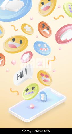 Emoticons legt den Hintergrundbild-Vektor für Mobiltelefone fest Stock Vektor