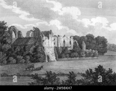 Ruinen der Bayham Old Abbey, in der Nähe von Frant, Sussex, aus dem 13. Jahrhundert. Stockfoto