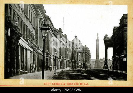 Newcastle upon Tyne - Grey Street und Theatre Royal. Stockfoto