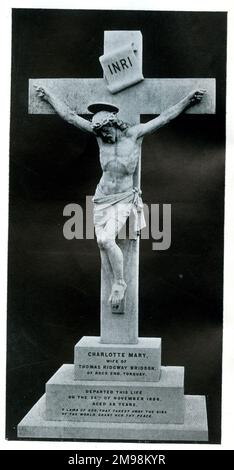 Bestattungsdenkmal - Jesus am Kreuz. Stockfoto