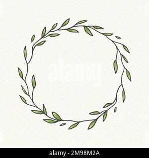 Doodle Kranz Rahmen auf beigefarbenem Hintergrund Vektor Stock Vektor