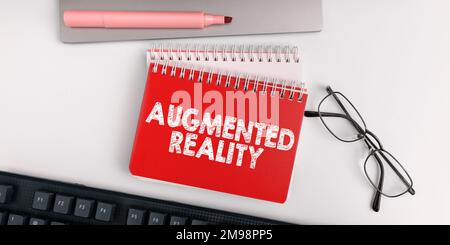 Konzeptionelle Darstellung Augmented Reality. Technologie für den Geschäftsansatz, die Computerbilder in der realen Welt aufzwingt Stockfoto
