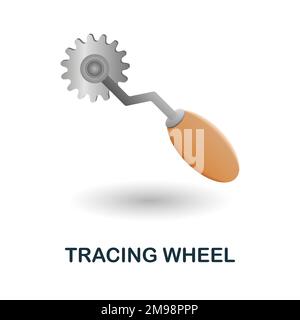 Symbol für das Tracing Wheel. 3D Abbildung aus der Sammlung von Bauinstrumenten. Creative Tracing Wheel 3D Symbol für Webdesign, Vorlagen, Infografiken Stock Vektor