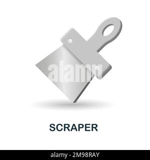 Symbol für Scraper. 3D Abbildung aus der Sammlung von Bauinstrumenten. Creative Scraper 3D Symbol für Webdesign, Vorlagen, Infografiken und mehr Stock Vektor
