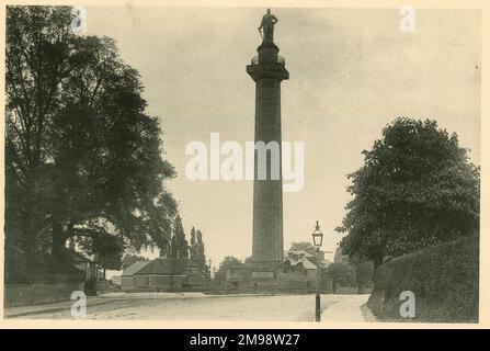 Lord Hill's Column, Shrewsbury, Shropshire. Es erinnert an Rowland Hill, einen britischen Armeeoffizier, der in den Napoleonischen Kriegen gekämpft hat. Stockfoto