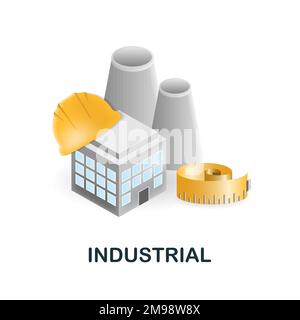 Industrielle Ikone. 3D Abbildung aus der Engineering Collection. Creative Industrial 3D Symbol für Webdesign, Vorlagen, Infografiken und mehr Stock Vektor