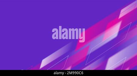 Geometrische Streifen, dynamische, diagonale, rechteckige Formen in rosa und weiß, halbtransparenten Farben, Ecke des Bildschirms Stock Vektor