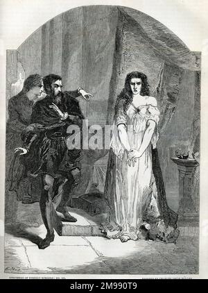 Lady Macbeth schlafwandelt in Shakespeares Tragödie Macbeth, Akt V, Szene 1. Stockfoto