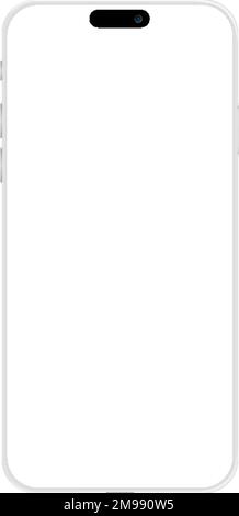 Realistisches Smartphone-Modell mit Frontansicht. Weißer Rahmen des Mobiltelefons mit leerem weißem Display, isoliert auf dem Hintergrund. Vektorgerätevorlage Stock Vektor