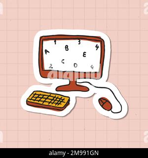 Computer-Doodle-Sticker-Vektor Stock Vektor