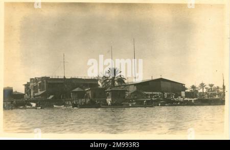 Deutsches Haus in Basra, Irak, wo die britischen Truppen am 22. November 1914 landeten. Stockfoto