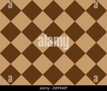 Ein Muster enthält Rhombus-Formen, Braun- und Cappuccino-Farben, nahtloses Muster, Schachmuster-Illustration, minimalistisches Muster Stockfoto